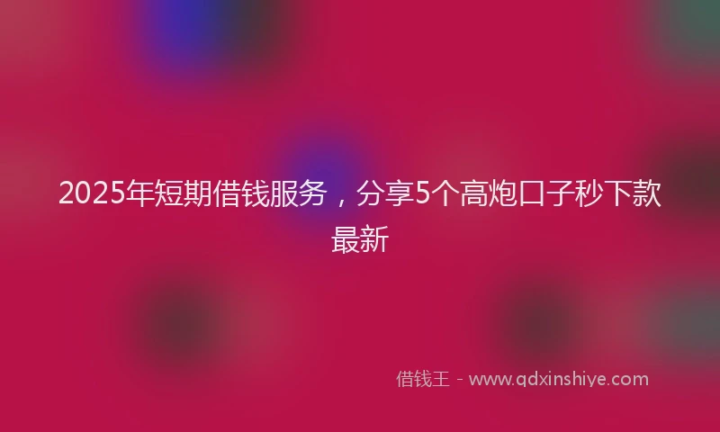 2025年短期借钱服务，分享5个高炮口子秒下款最新