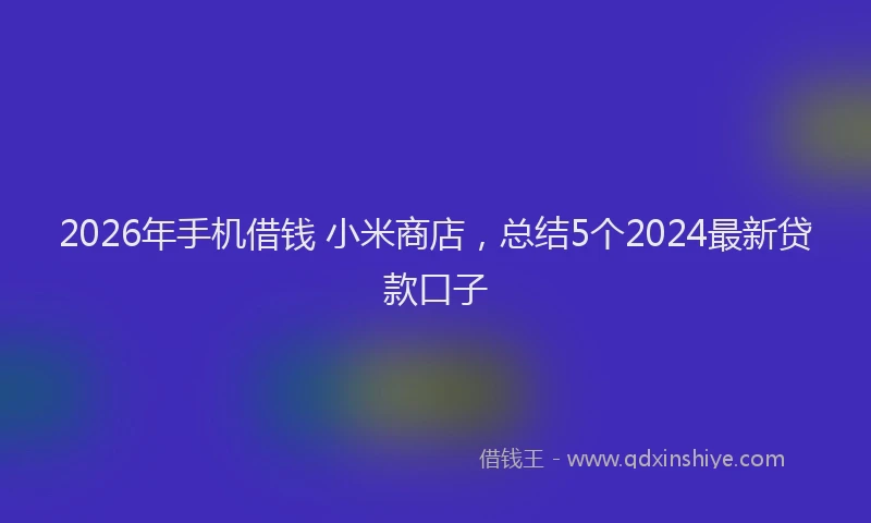 2026年手机借钱 小米商店,总结5个2024最新贷款口子