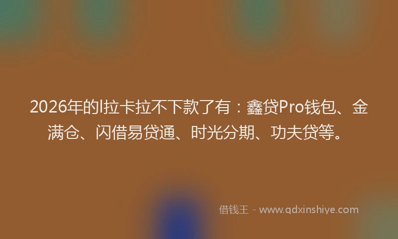 2026年的l拉卡拉不下款了有:鑫贷Pro钱包、金满仓、闪借易贷通、时光分期、功夫贷等。
