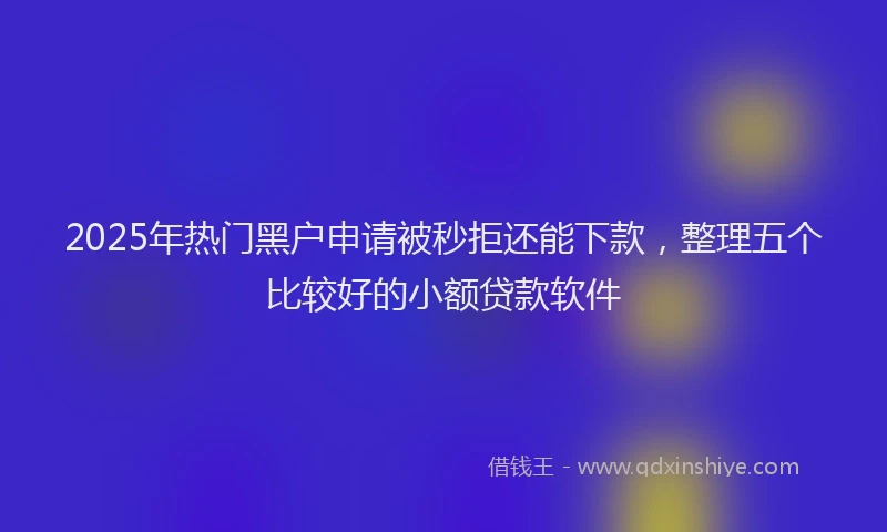 2025年热门黑户申请被秒拒还能下款，整理五个比较好的小额贷款软件
