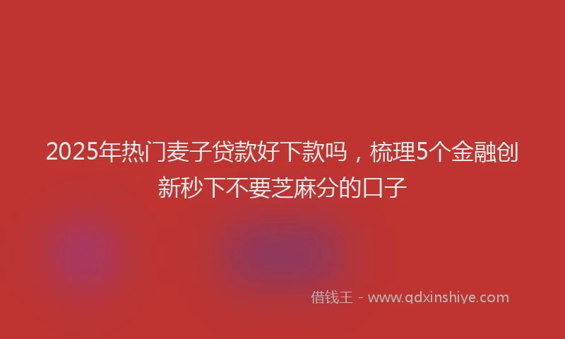 2025年热门麦子贷款好下款吗，梳理5个金融创新秒下不要芝麻分的口子