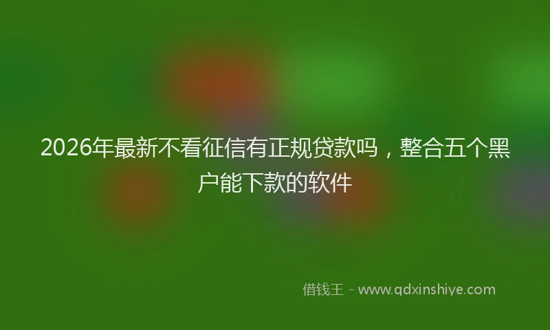 2026年最新不看征信有正规贷款吗,整合五个黑户能下款的软件