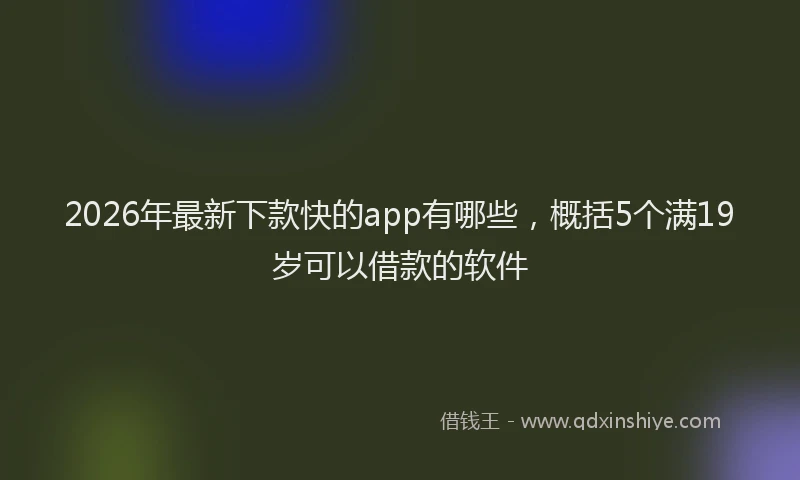 2026年最新下款快的app有哪些,概括5个满19岁可以借款的软件