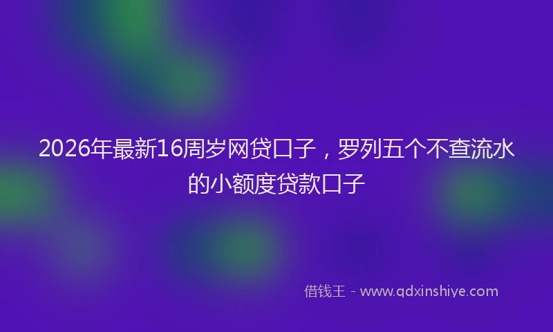 2026年最新16周岁网贷口子,罗列五个不查流水的小额度贷款口子