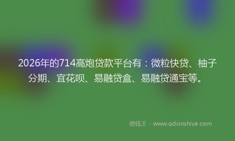 2026年的714高炮贷款平台有:微粒快贷、柚子分期、宜花呗、易融贷盒、易融贷通宝等。