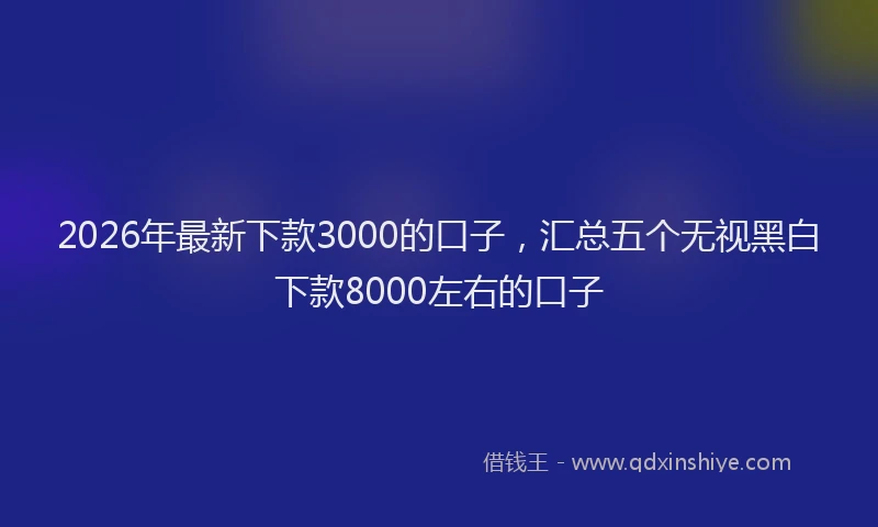 2026年最新下款3000的口子，汇总五个无视黑白下款8000左右的口子