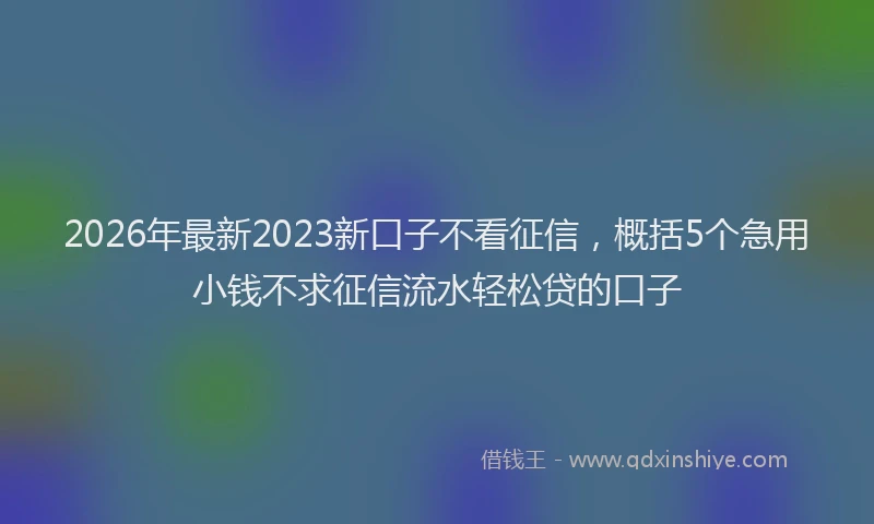 2026年最新2023新口子不看征信,概括5个急用小钱不求征信流水轻松贷的口子