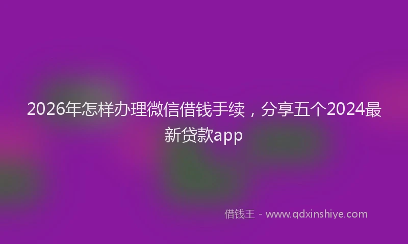 2026年怎样办理微信借钱手续，分享五个2024最新贷款app