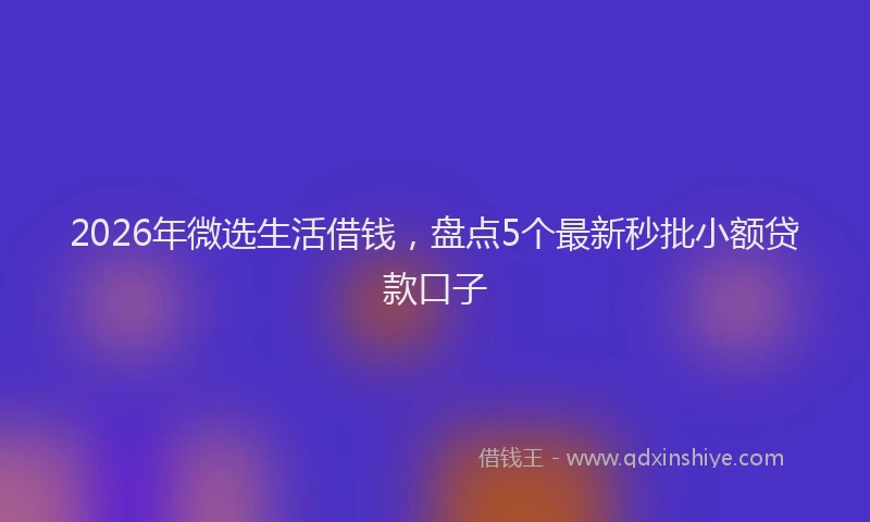2026年微选生活借钱，盘点5个最新秒批小额贷款口子