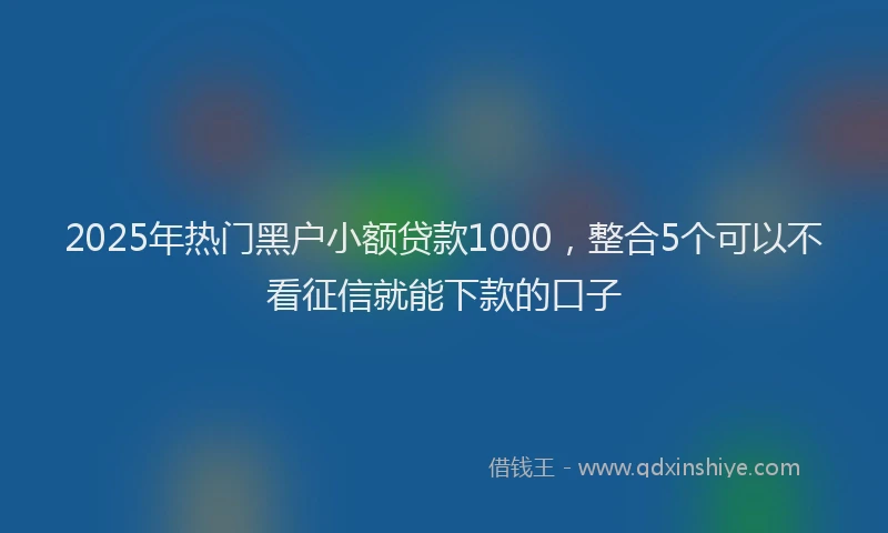 2025年热门黑户小额贷款1000,整合5个可以不看征信就能下款的口子
