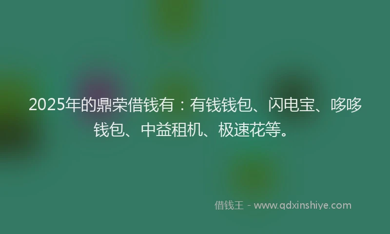2025年的鼎荣借钱有：有钱钱包、闪电宝、哆哆钱包、中益租机、极速花等。