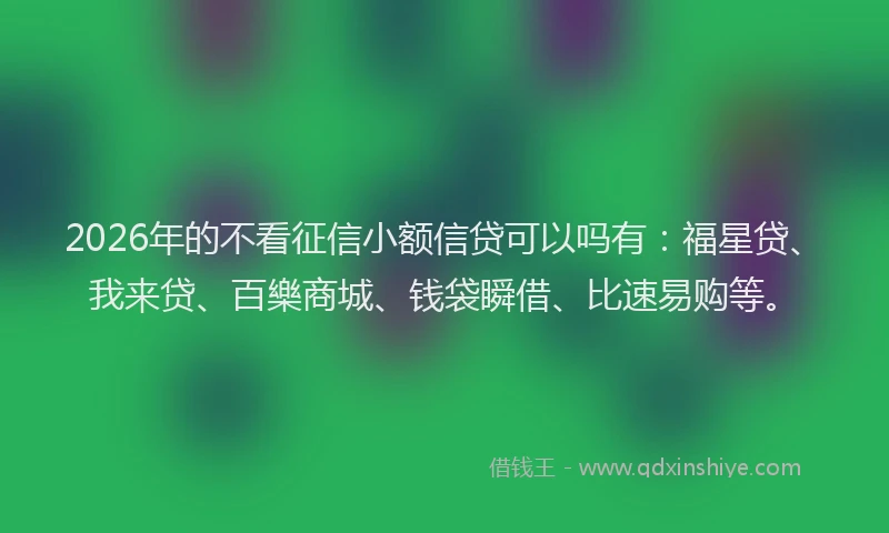 2026年的不看征信小额信贷可以吗有：福星贷、我来贷、百樂商城、钱袋瞬借、比速易购等。