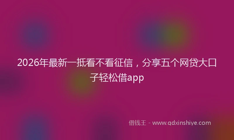 2026年最新一抵看不看征信，分享五个网贷大口子轻松借app