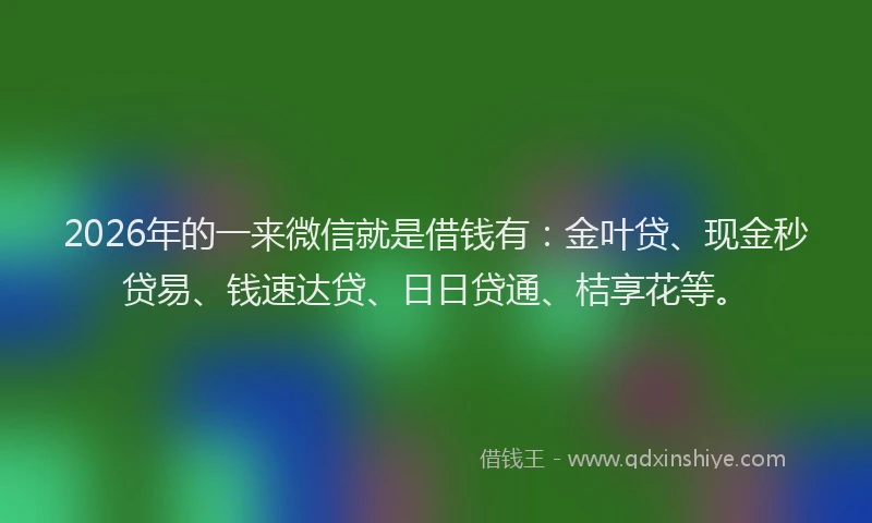 2026年的一来微信就是借钱有:金叶贷、现金秒贷易、钱速达贷、日日贷通、桔享花等。