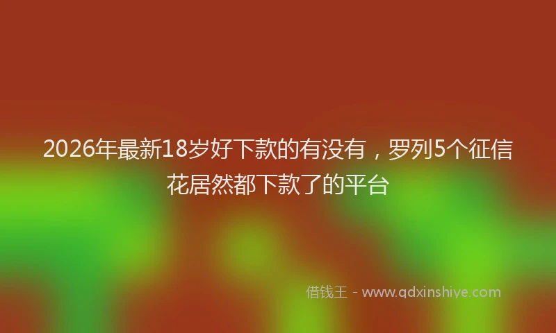 2026年最新18岁好下款的有没有,罗列5个征信花居然都下款了的平台