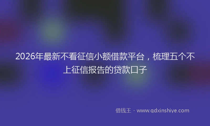 2026年最新不看征信小额借款平台，梳理五个不上征信报告的贷款口子