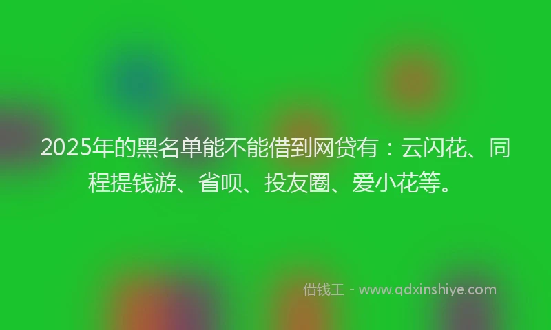 2025年的黑名单能不能借到网贷有：云闪花、同程提钱游、省呗、投友圈、爱小花等。