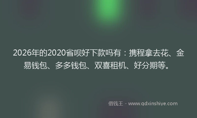 2026年的2020省呗好下款吗有：携程拿去花、金易钱包、多多钱包、双喜租机、好分期等。