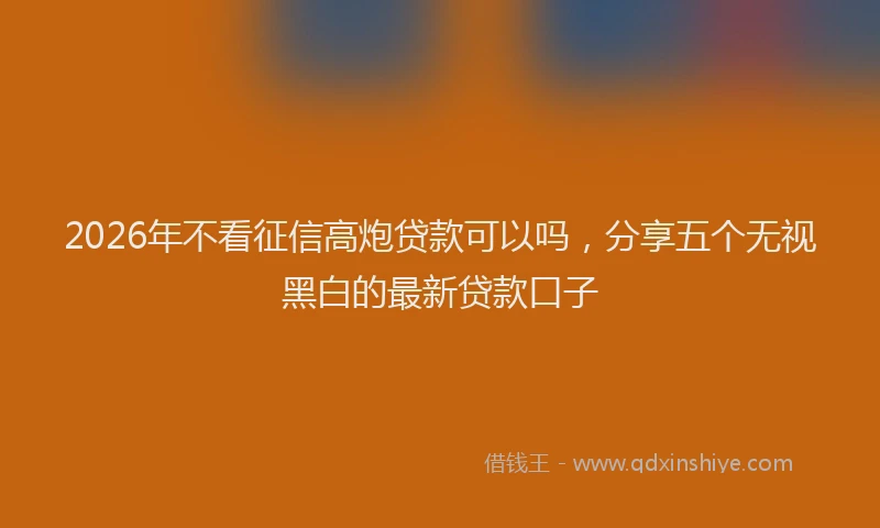 2026年不看征信高炮贷款可以吗，分享五个无视黑白的最新贷款口子