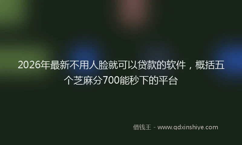 2026年最新不用人脸就可以贷款的软件，概括五个芝麻分700能秒下的平台