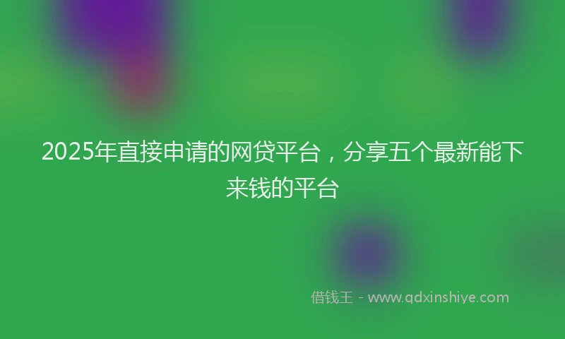 2025年直接申请的网贷平台，分享五个最新能下来钱的平台