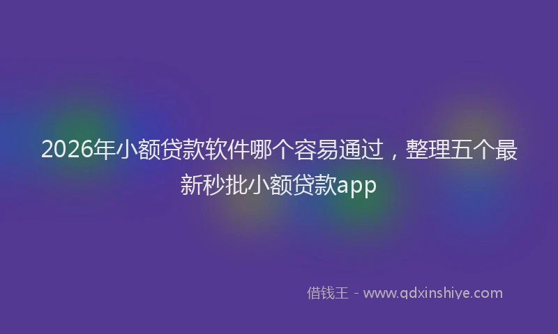 2026年小额贷款软件哪个容易通过，整理五个最新秒批小额贷款app