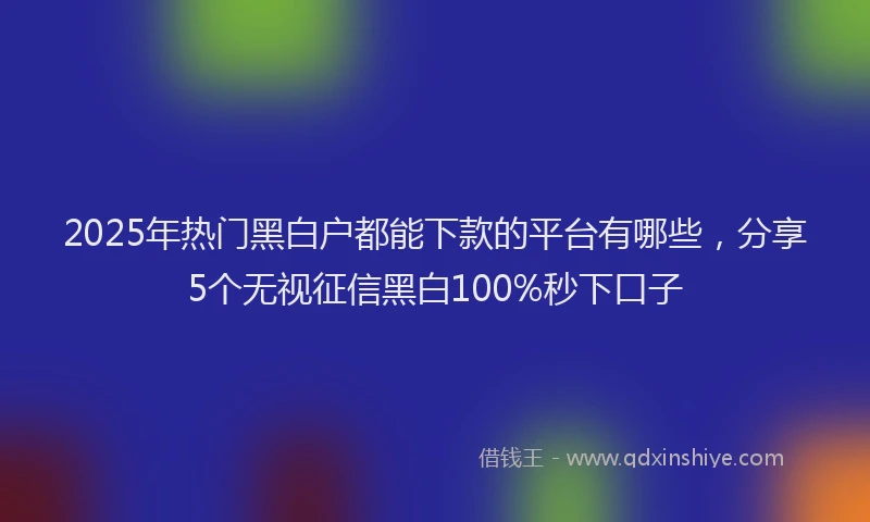 2025年热门黑白户都能下款的平台有哪些，分享5个无视征信黑白100%秒下口子