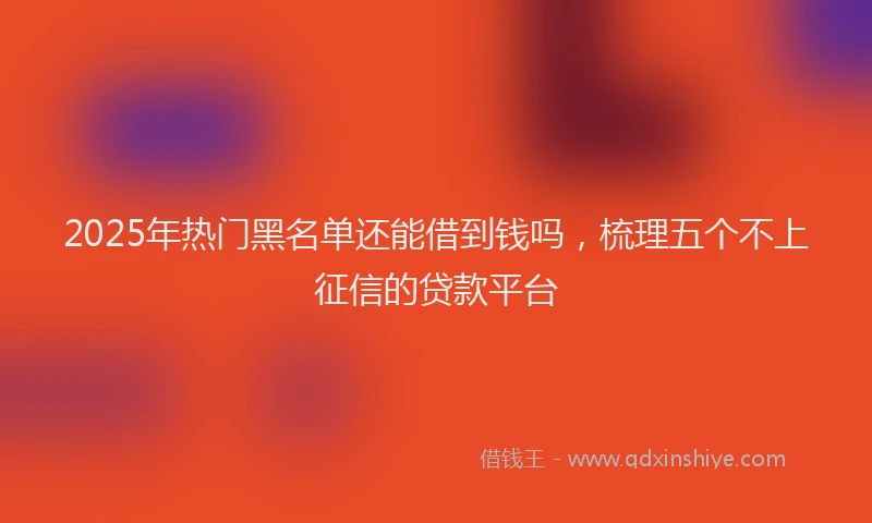 2025年热门黑名单还能借到钱吗，梳理五个不上征信的贷款平台