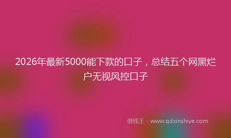 2026年最新5000能下款的口子，总结五个网黑烂户无视风控口子