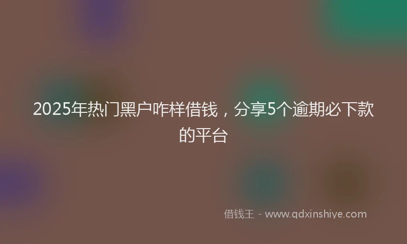 2025年热门黑户咋样借钱,分享5个逾期必下款的平台