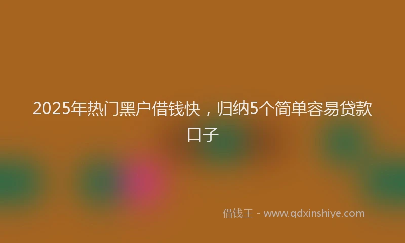 2025年热门黑户借钱快，归纳5个简单容易贷款口子