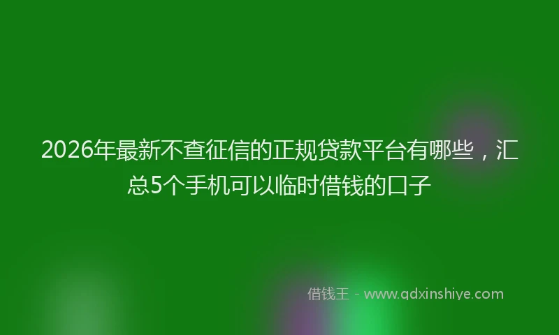 2026年最新不查征信的正规贷款平台有哪些,汇总5个手机可以临时借钱的口子