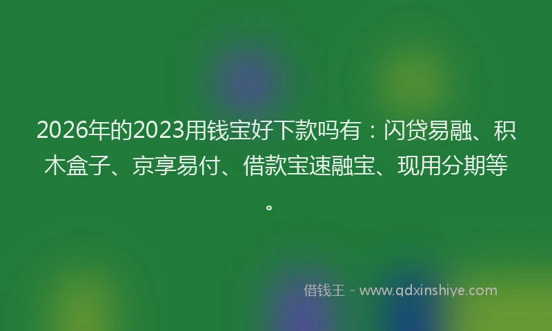 2026年的2023用钱宝好下款吗有:闪贷易融、积木盒子、京享易付、借款宝速融宝、现用分期等。