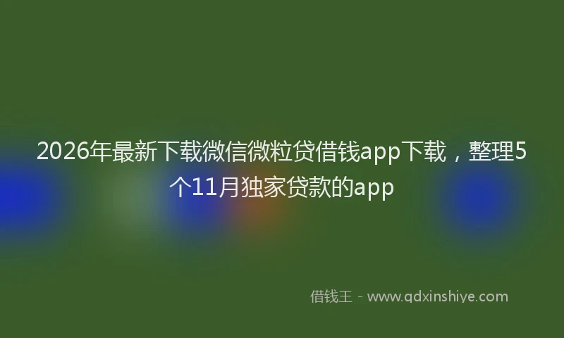 2026年最新下载微信微粒贷借钱app下载，整理5个11月独家贷款的app