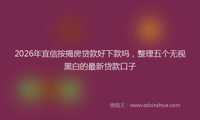 2026年宜信按揭房贷款好下款吗,整理五个无视黑白的最新贷款口子