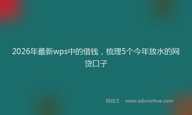 2026年最新wps中的借钱，梳理5个今年放水的网贷口子