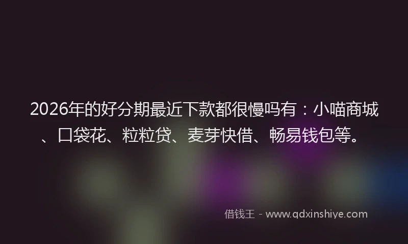 2026年的好分期最近下款都很慢吗有：小喵商城、口袋花、粒粒贷、麦芽快借、畅易钱包等。