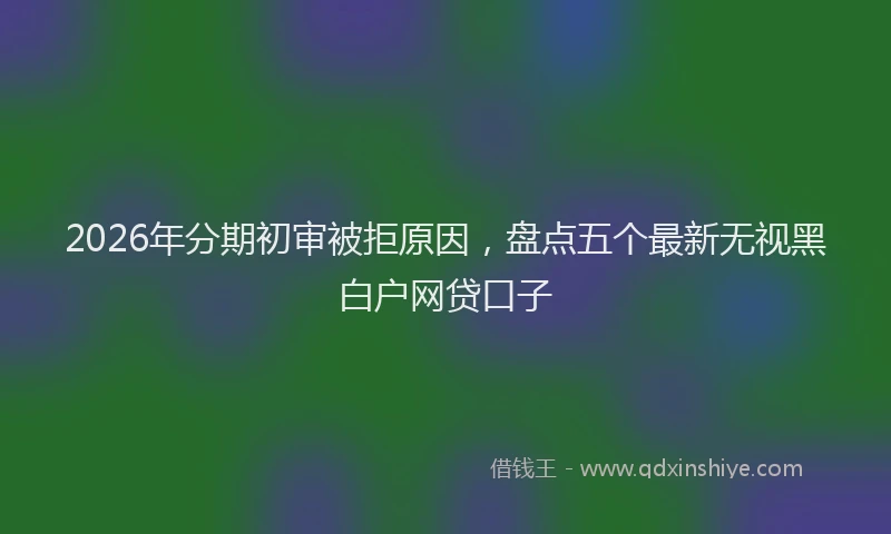 2026年分期初审被拒原因，盘点五个最新无视黑白户网贷口子