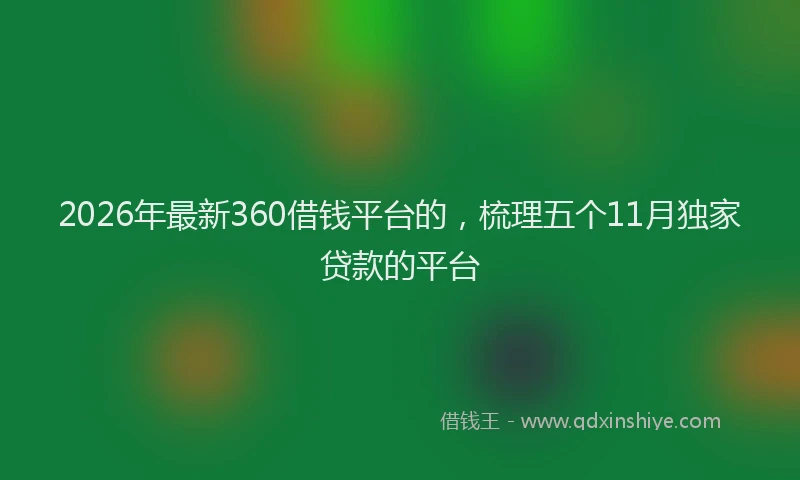 2026年最新360借钱平台的，梳理五个11月独家贷款的平台