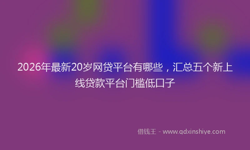 2026年最新20岁网贷平台有哪些，汇总五个新上线贷款平台门槛低口子