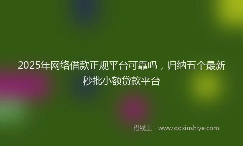 2025年网络借款正规平台可靠吗，归纳五个最新秒批小额贷款平台