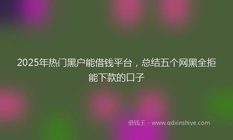 2025年热门黑户能借钱平台,总结五个网黑全拒能下款的口子