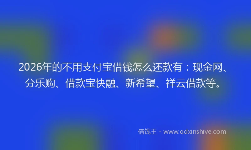 2026年的不用支付宝借钱怎么还款有：现金网、分乐购、借款宝快融、新希望、祥云借款等。