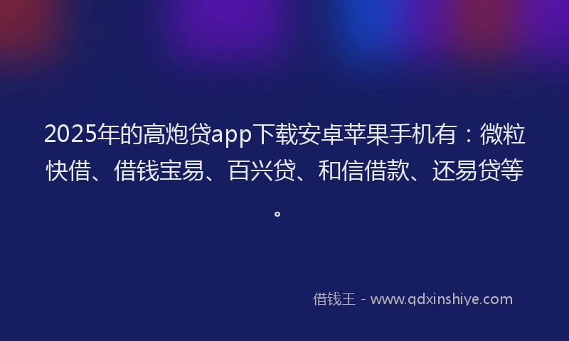 2025年的高炮贷app下载安卓苹果手机有:微粒快借、借钱宝易、百兴贷、和信借款、还易贷等。