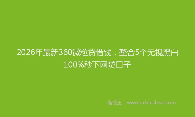 2026年最新360微粒贷借钱，整合5个无视黑白100%秒下网贷口子