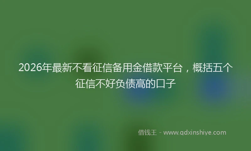 2026年最新不看征信备用金借款平台，概括五个征信不好负债高的口子