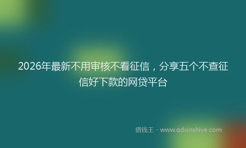 2026年最新不用审核不看征信,分享五个不查征信好下款的网贷平台