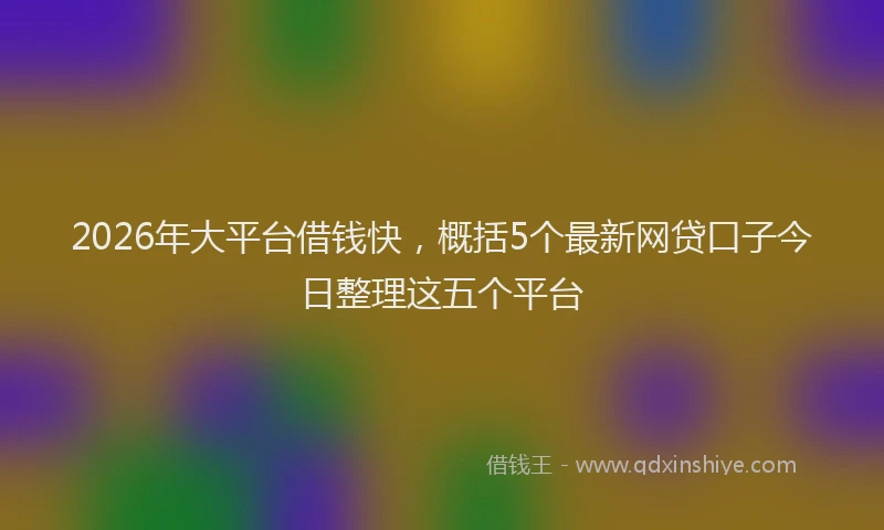 2026年大平台借钱快，概括5个最新网贷口子今日整理这五个平台