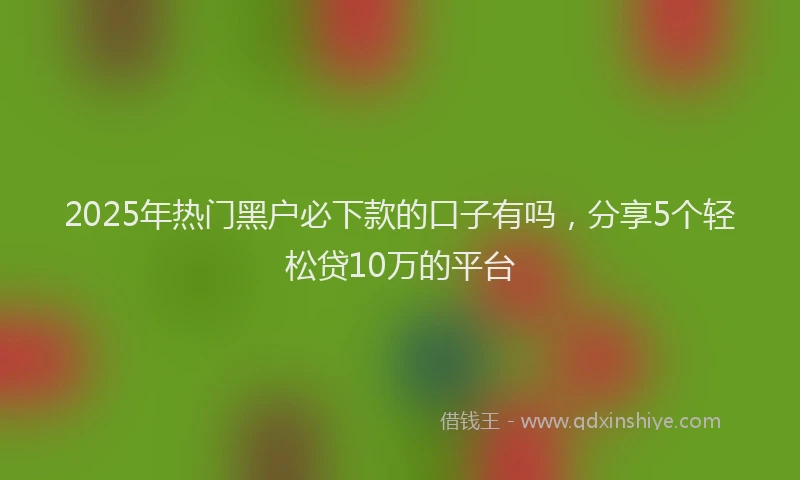 2025年热门黑户必下款的口子有吗，分享5个轻松贷10万的平台
