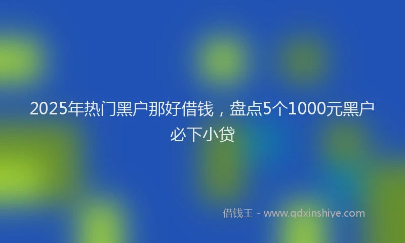 2025年热门黑户那好借钱,盘点5个1000元黑户必下小贷